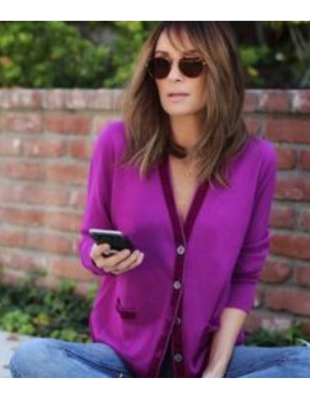 J.Crew Harlow Velvet Trim Cardigan Sweater Purple Merino Wool ASO Catt Sadler